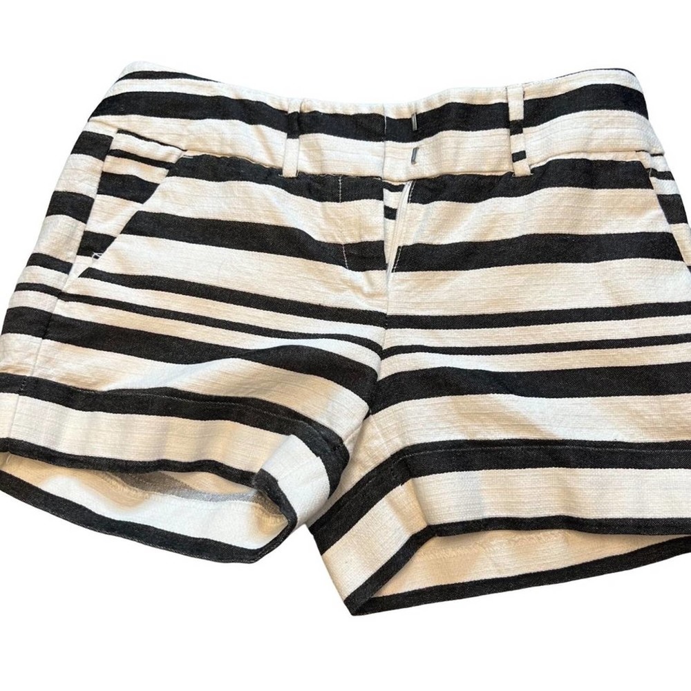 7th Ave Black and White‎ Striped Cotton Blend Women’s O Shorts